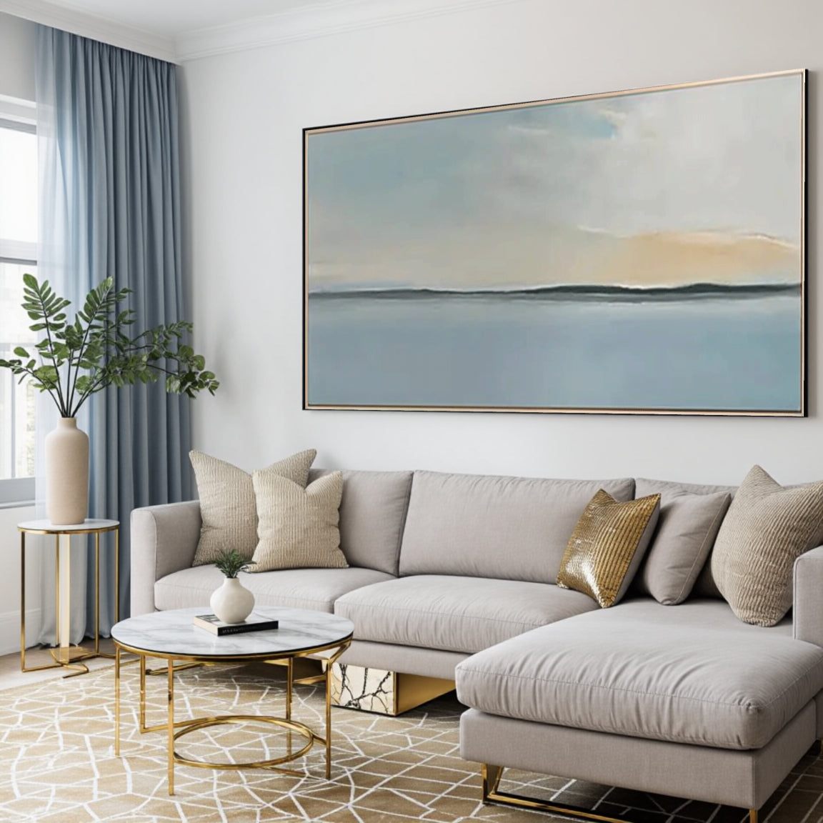 Golden Horizon Ocean Canvas Art