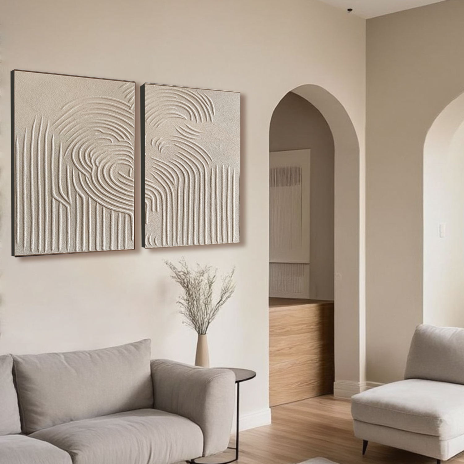 Contour Line Abstract Canvas Wall Art Set of 2