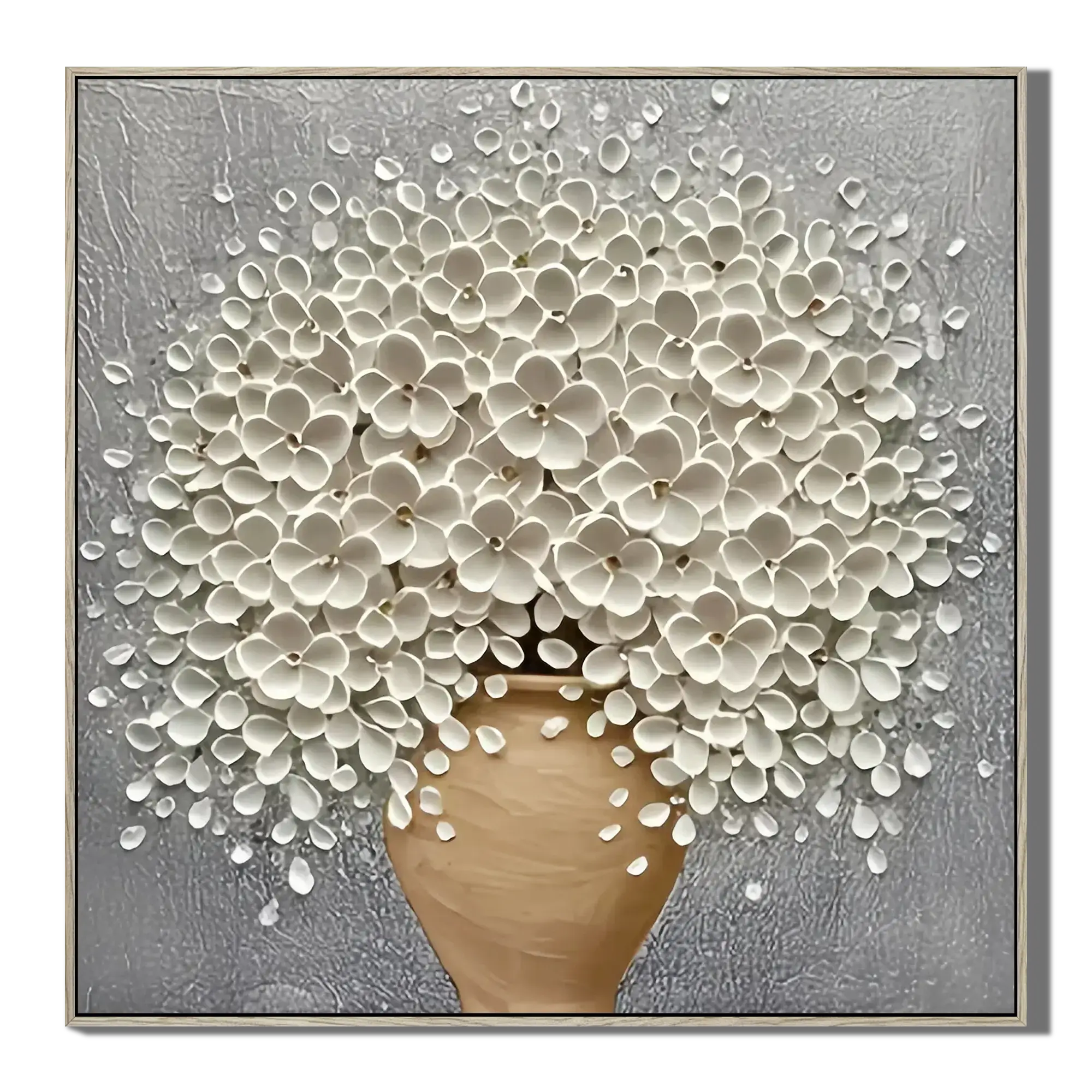3D Textured Vase Blossoms Wall Art