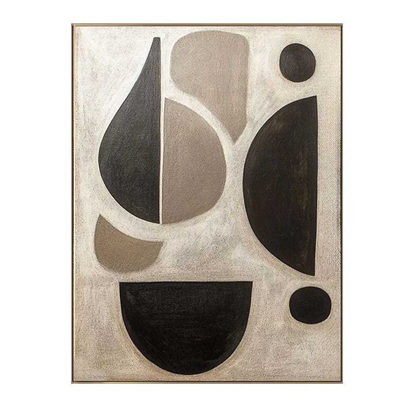 Hand-Painted Black & Tan Geometric Shape Wall Art