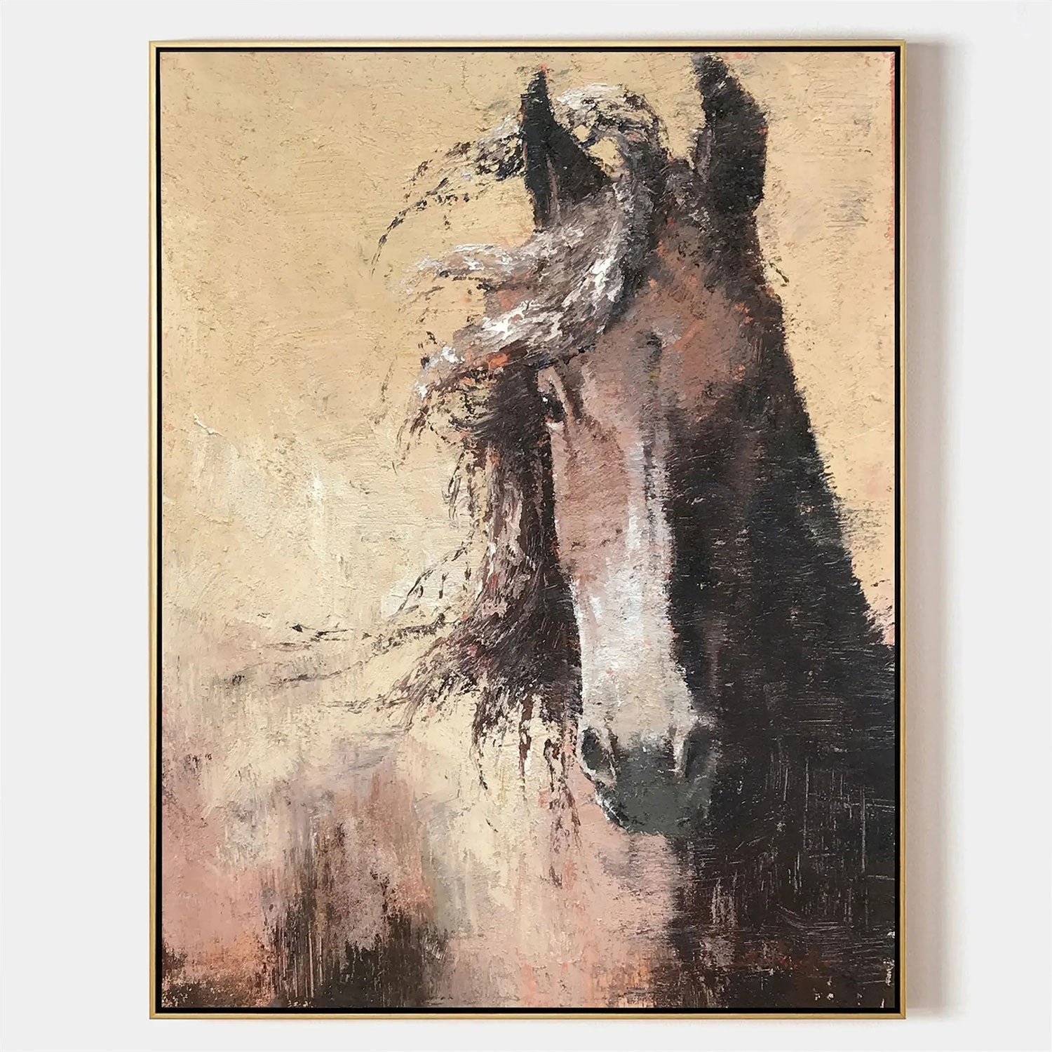 Textured Dark Horse Portrait Wall Art