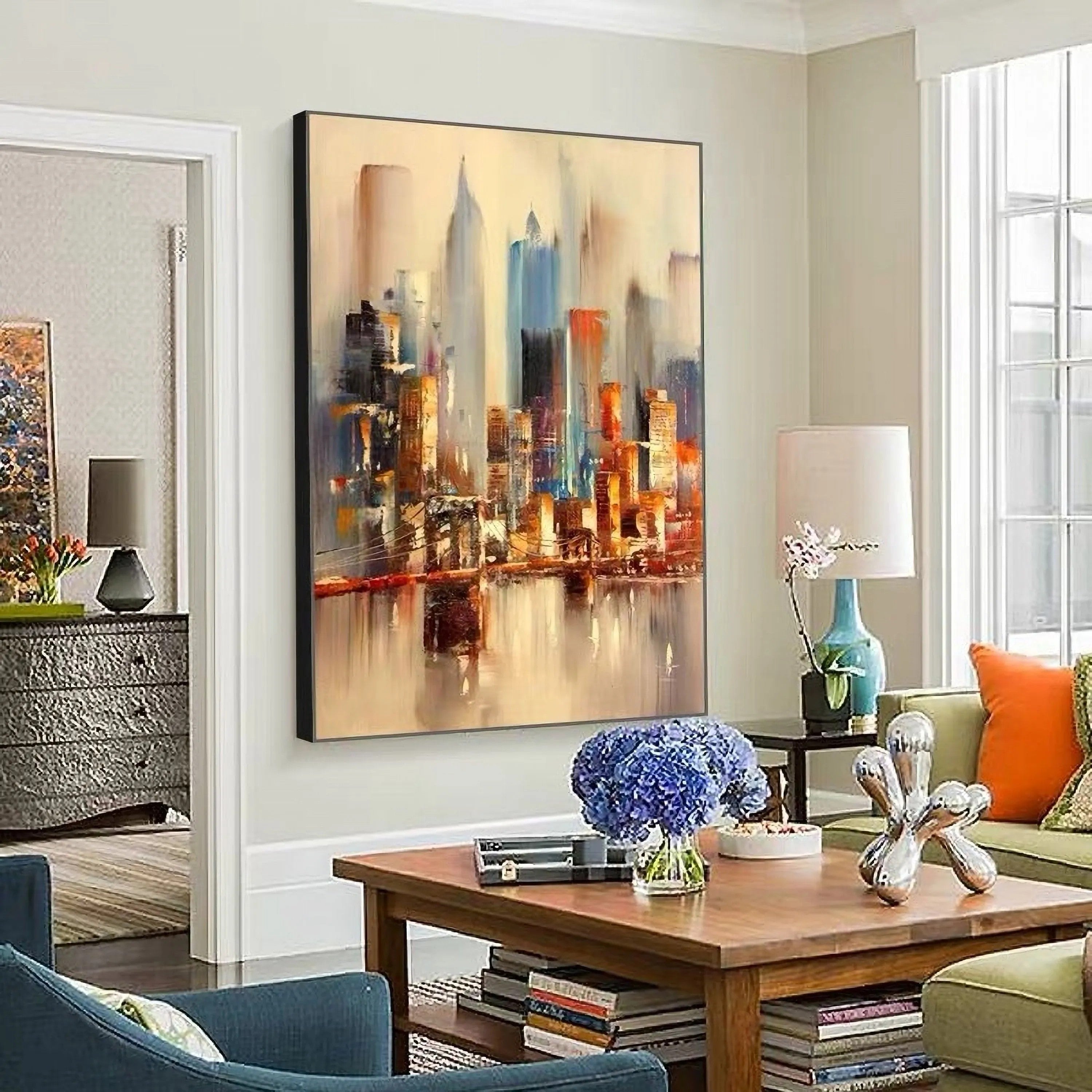 Impressionist Skyline Reflections Wall Art