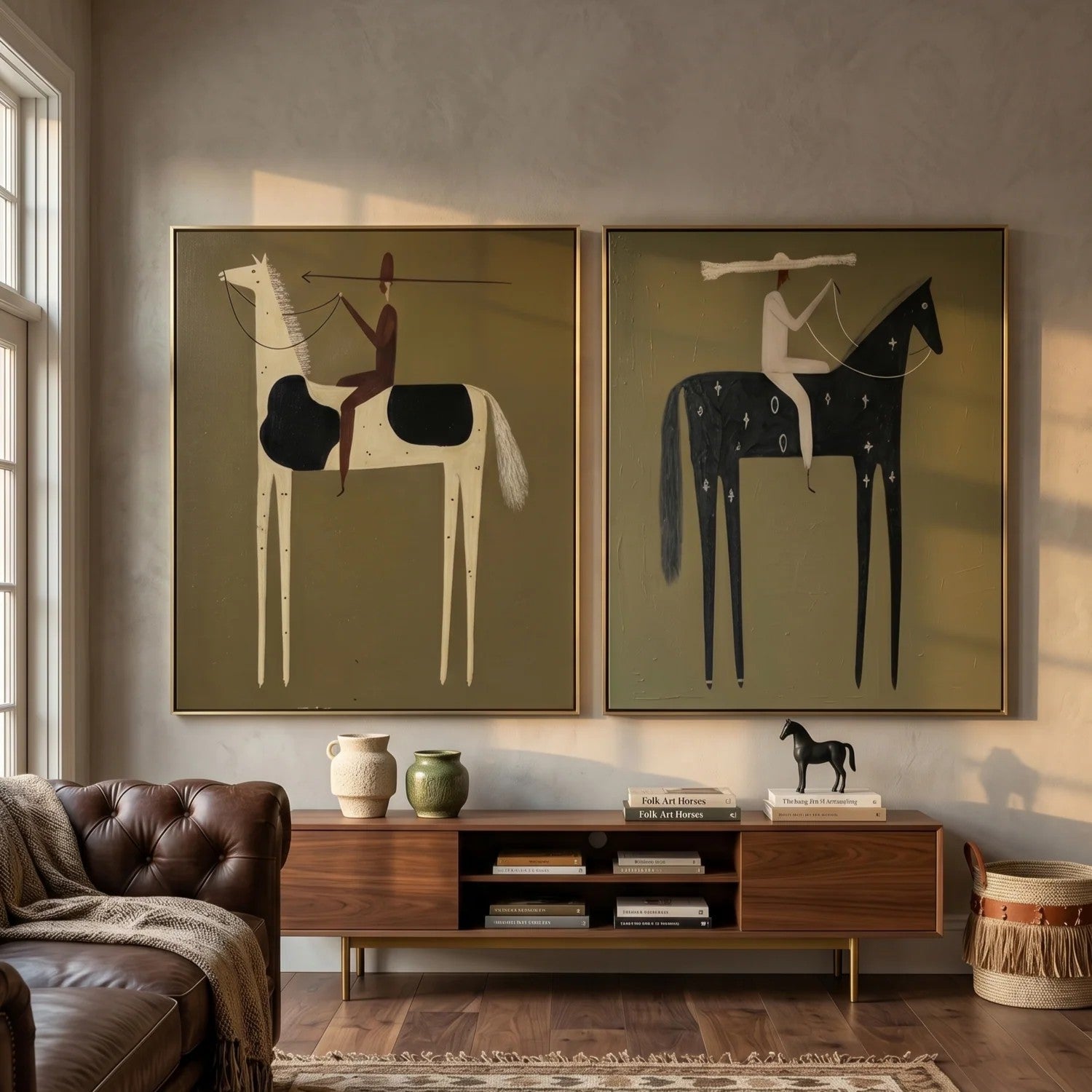 Whimsical Starry Horse Riders Wall Art Set of 2