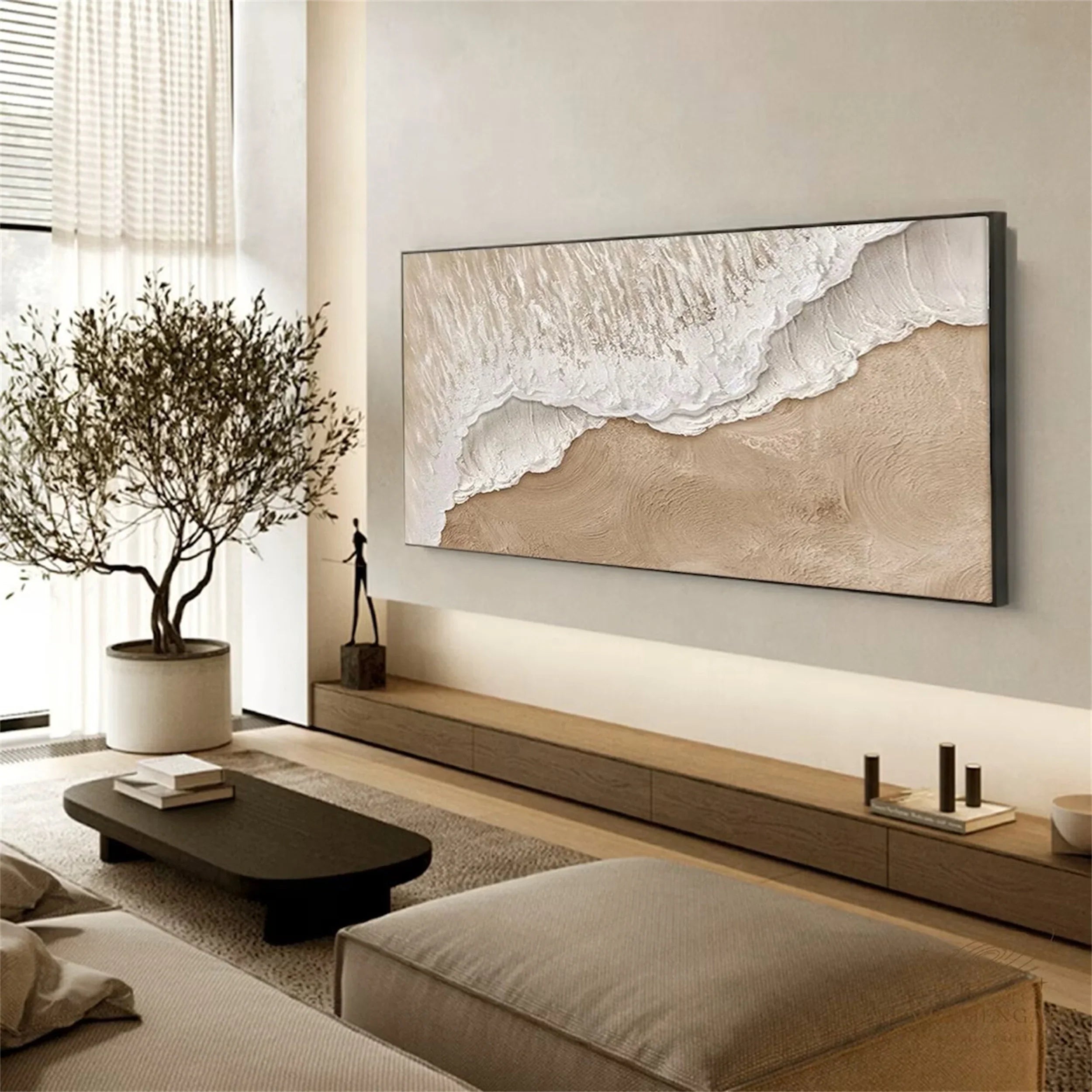 Wabi Sabi Textured Wave Canvas Art