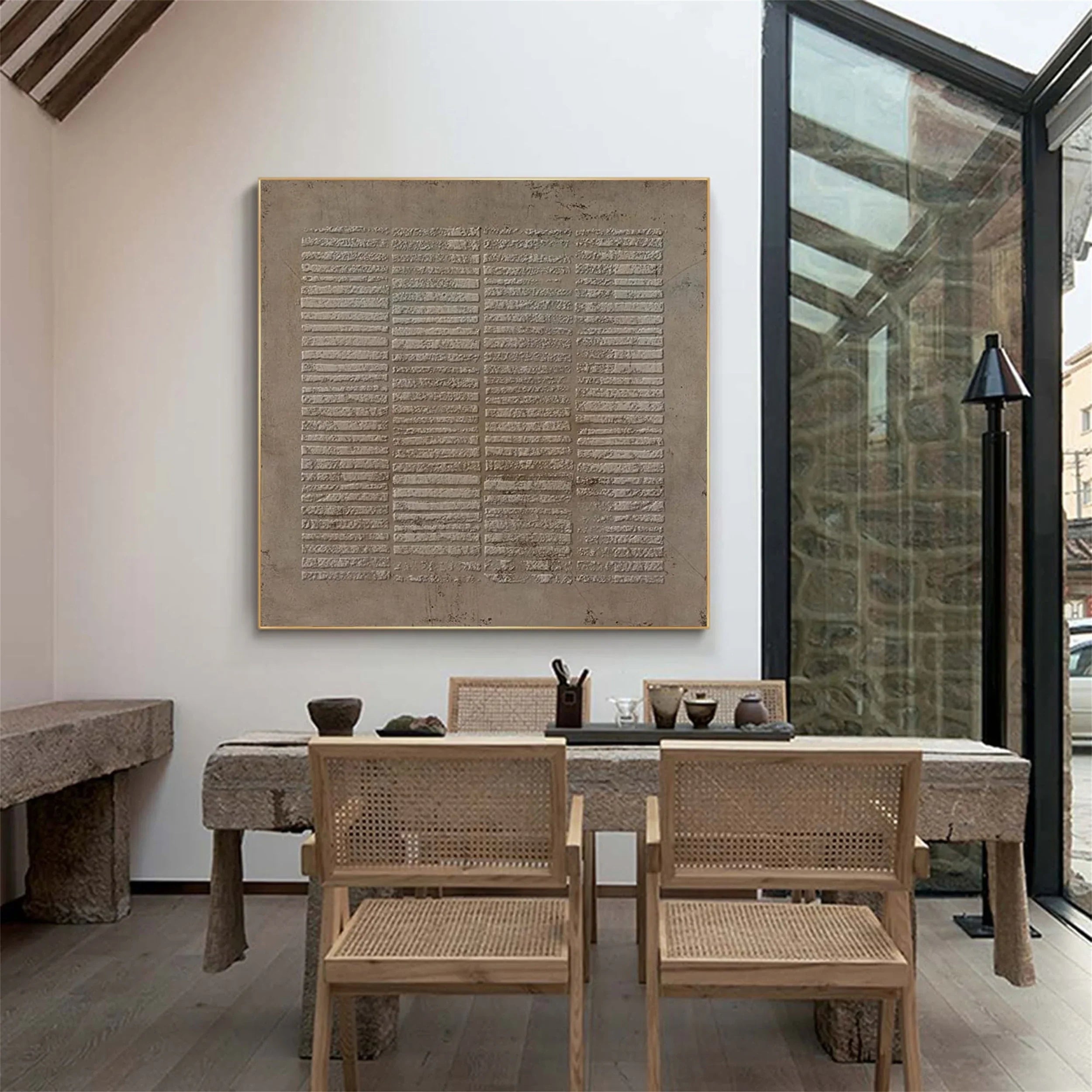 Textured Woven Grid Wall Art