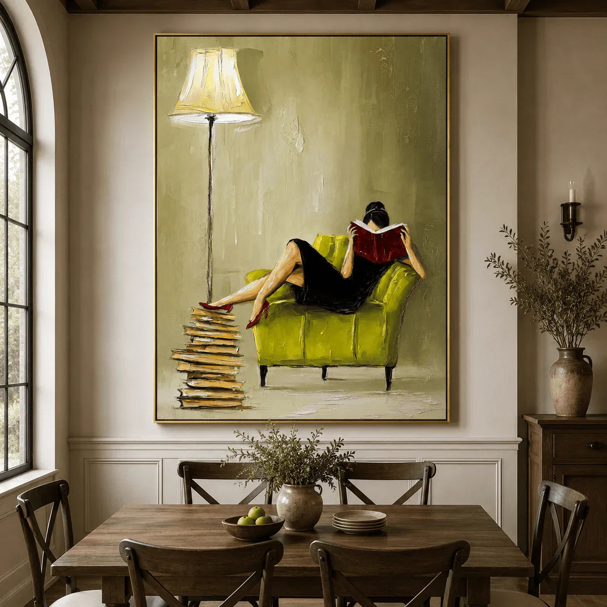 Impasto Reading Woman Wall Art
