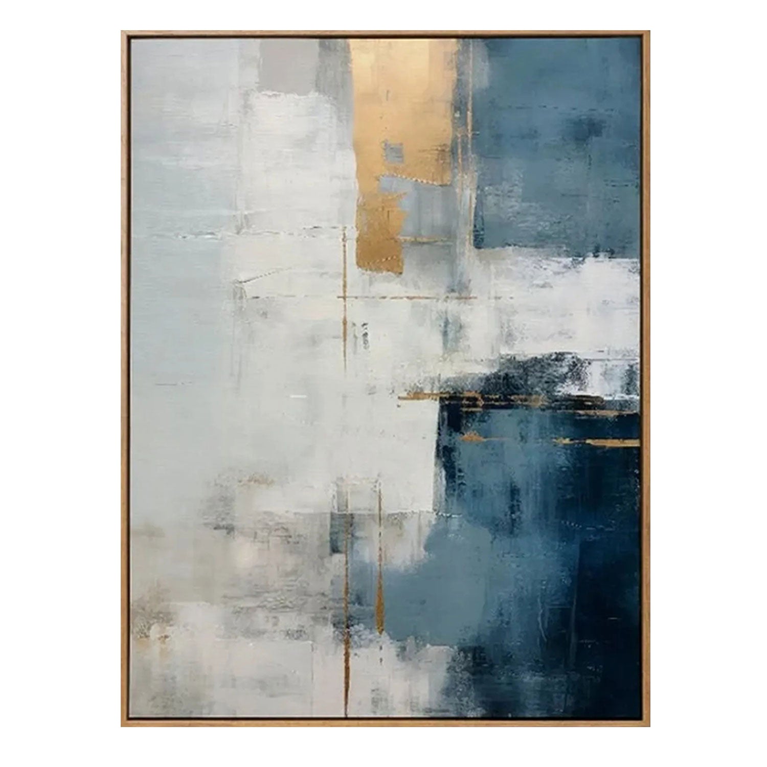 Textured Blue & Gold Block Wall Art