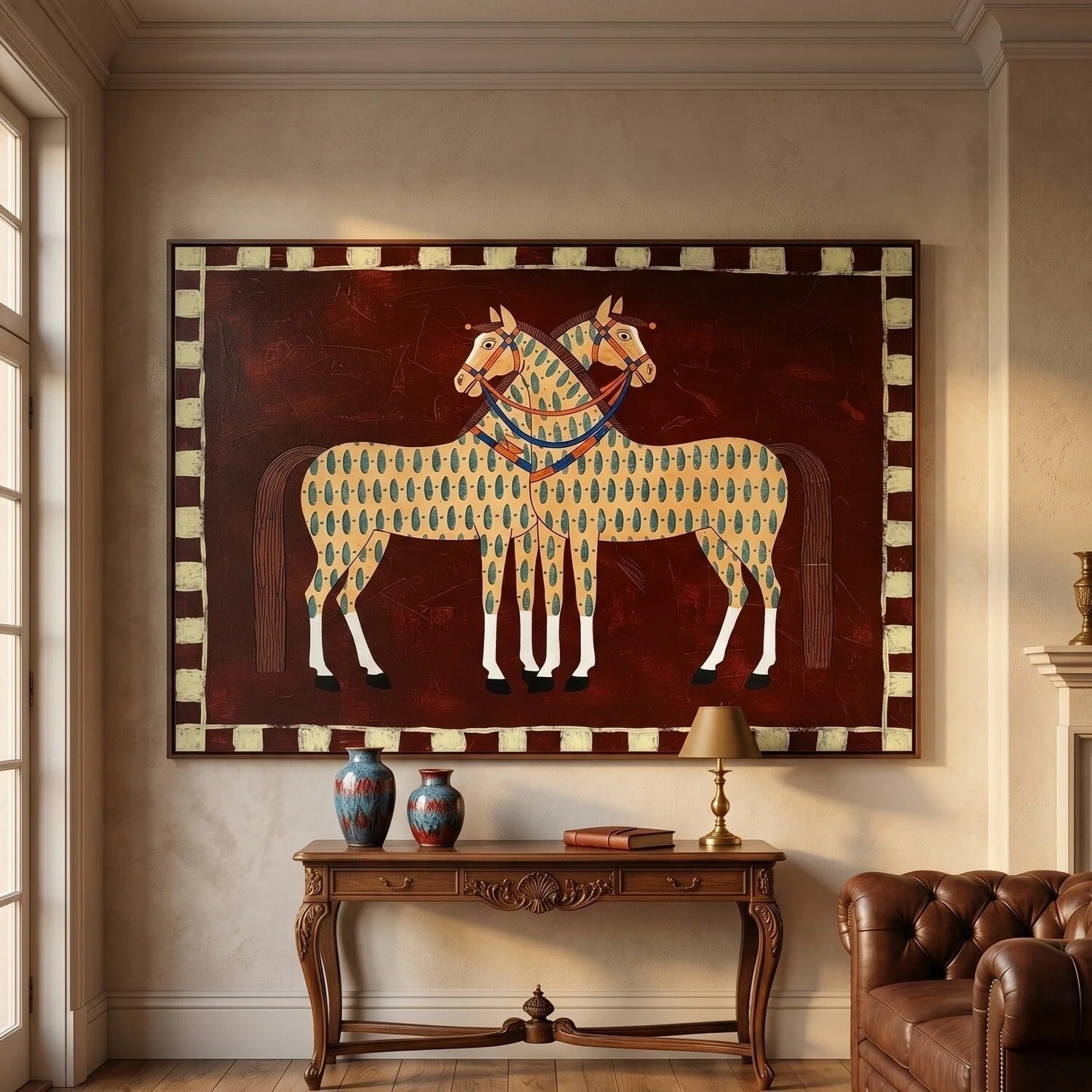 Folk Art Spotted Horses Wall Art