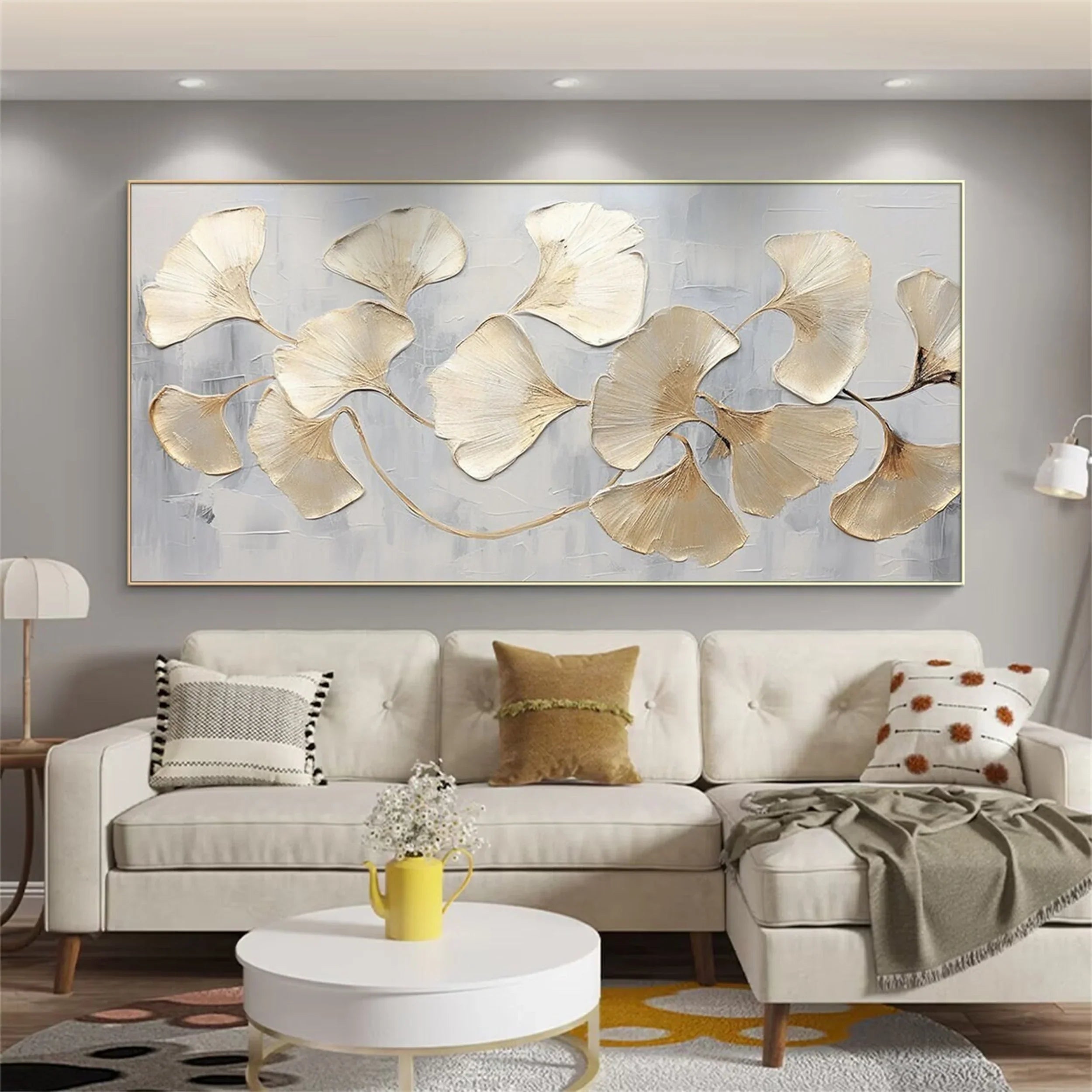 Metallic Gold Ginkgo Leaves Wall Art