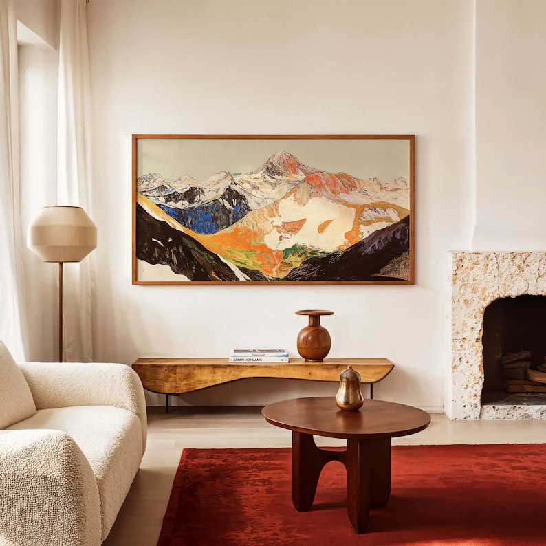 Abstract Mountain Landscape Wall Art – Colorful Canvas Painting