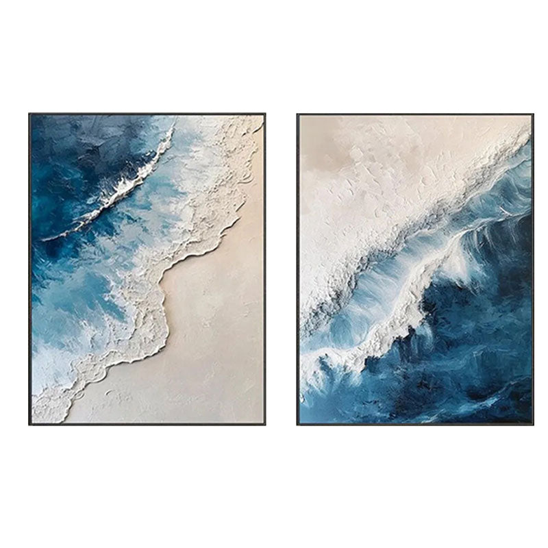 Ocean Wave Textured Canvas Wall Art Set of 2