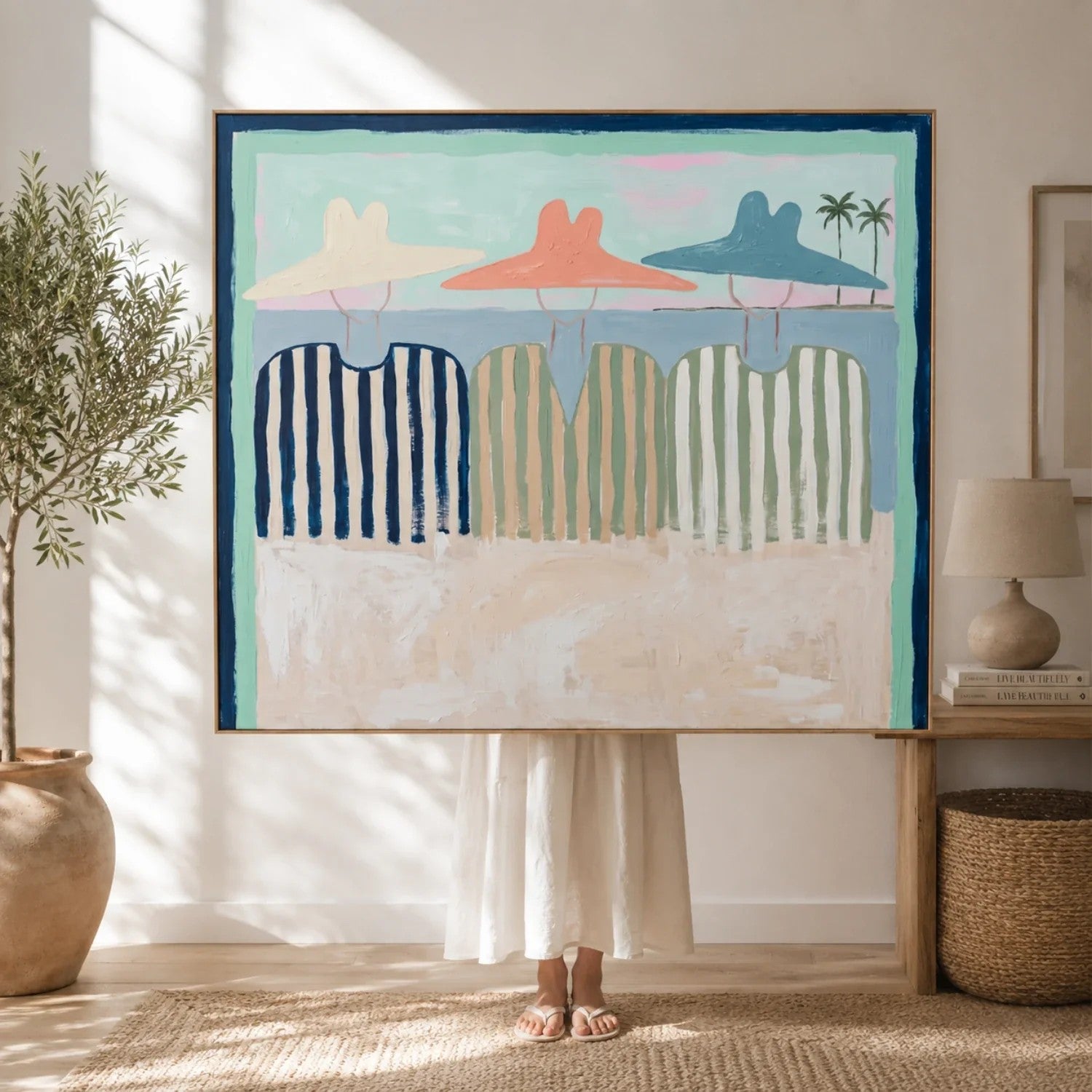 Coastal Beach Umbrellas & Chairs Wall Art