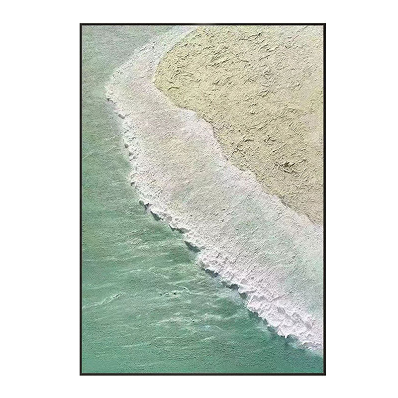 Textured Wave Canvas Art – Green & Beige Wall Decor