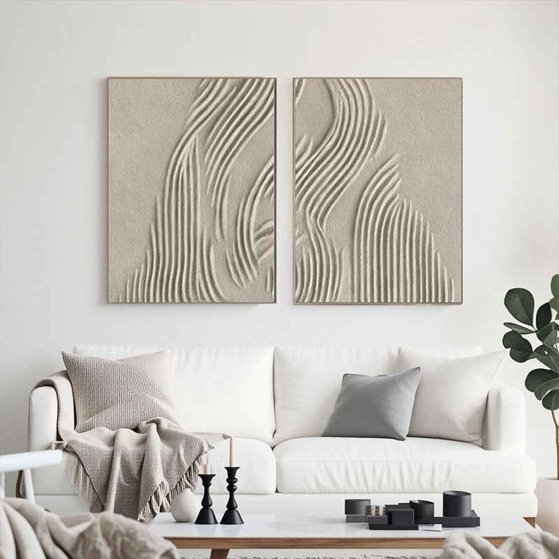 3D Textured Flowing Line Wall Art Set of 2