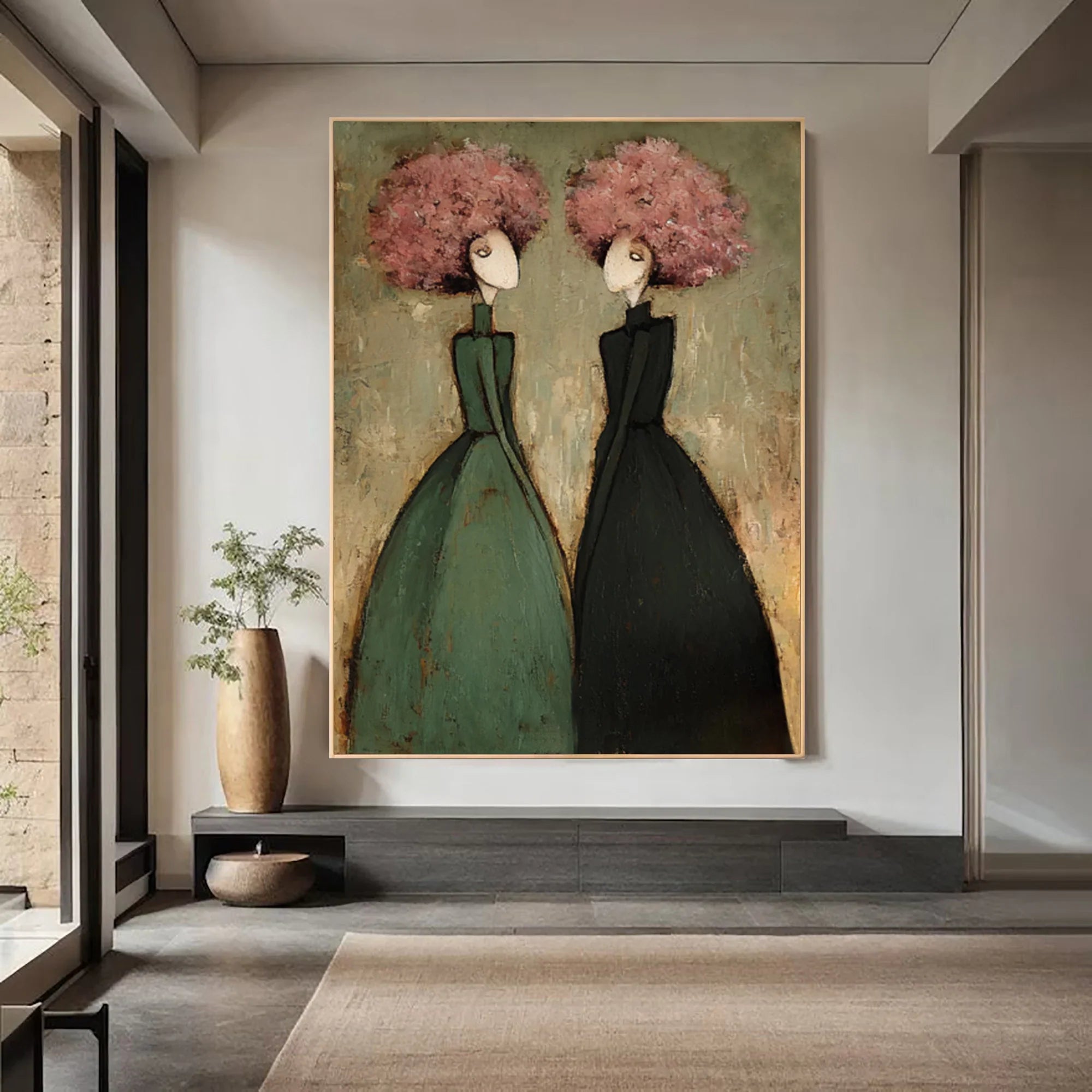 Textured Duo Figures Wall Art