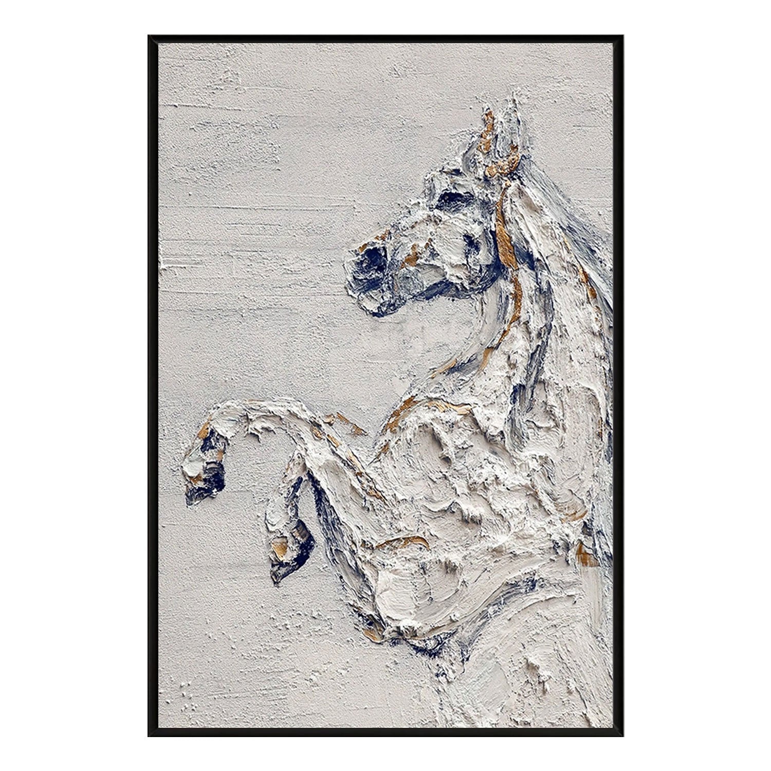 Textured White Horse Wall Art
