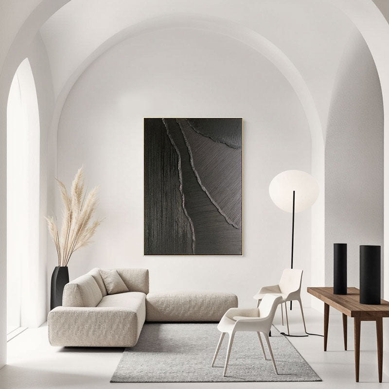 Charcoal Crack Textured Canvas