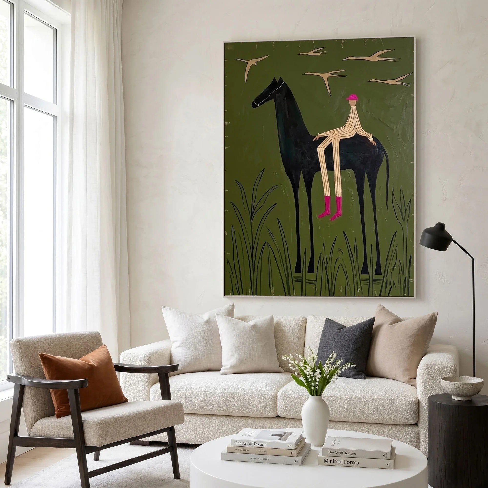 Silhouette Horse & Rider Meadow Wall Art
