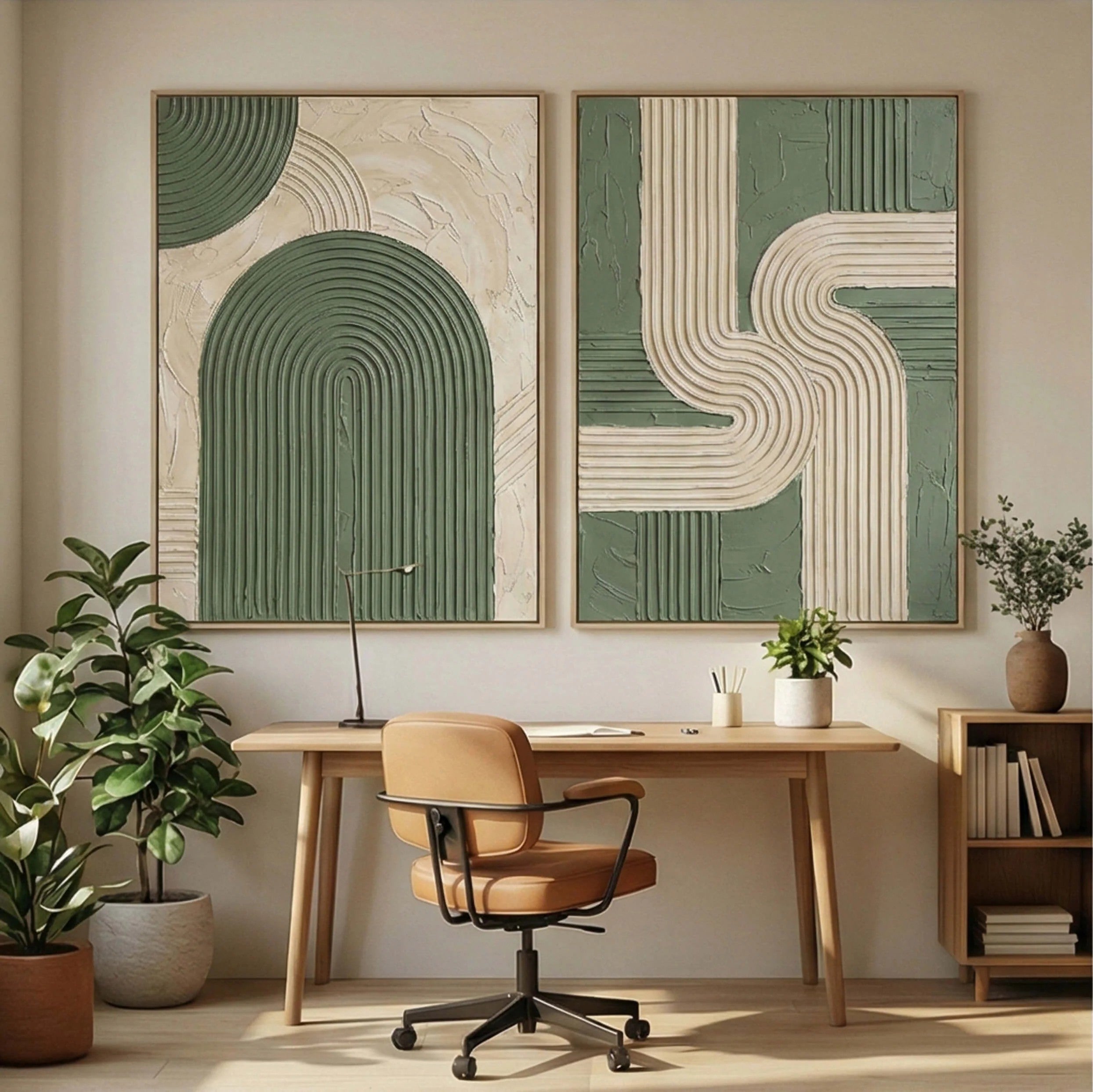 Sculptural Arch & Ribbon Wave Wall Art