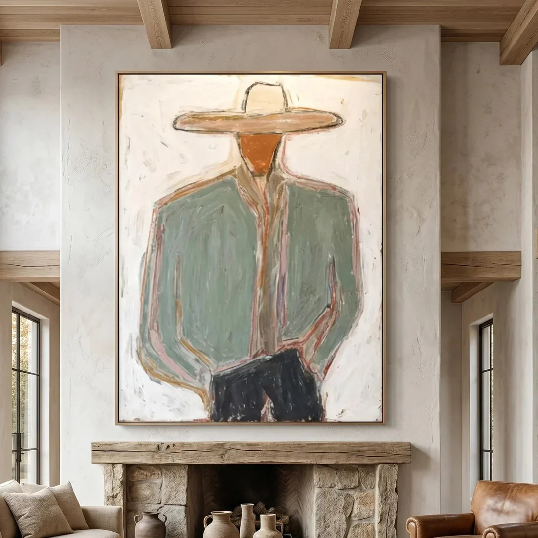 Minimal Cowboy Figure — Original Figurative Art
