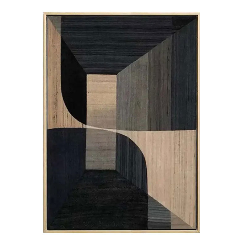 Hand-Painted Brown & Black Geometric Wall Art