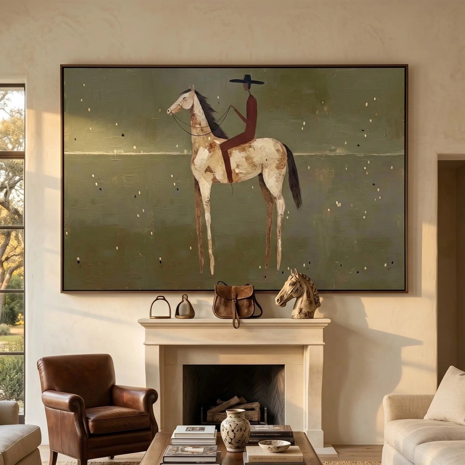 Textured Rider on Horseback Wall Art