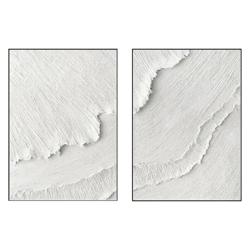 3D Textured White Diagonal Flow Wall Art Set of 2