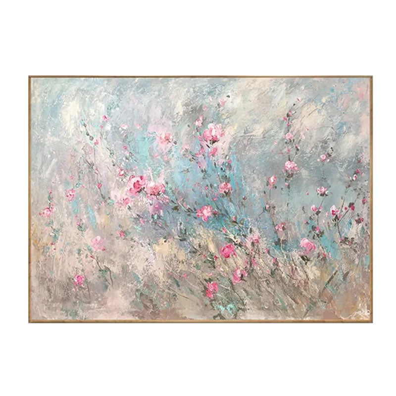 Soft Blue Beige Abstract Floral Wall Art