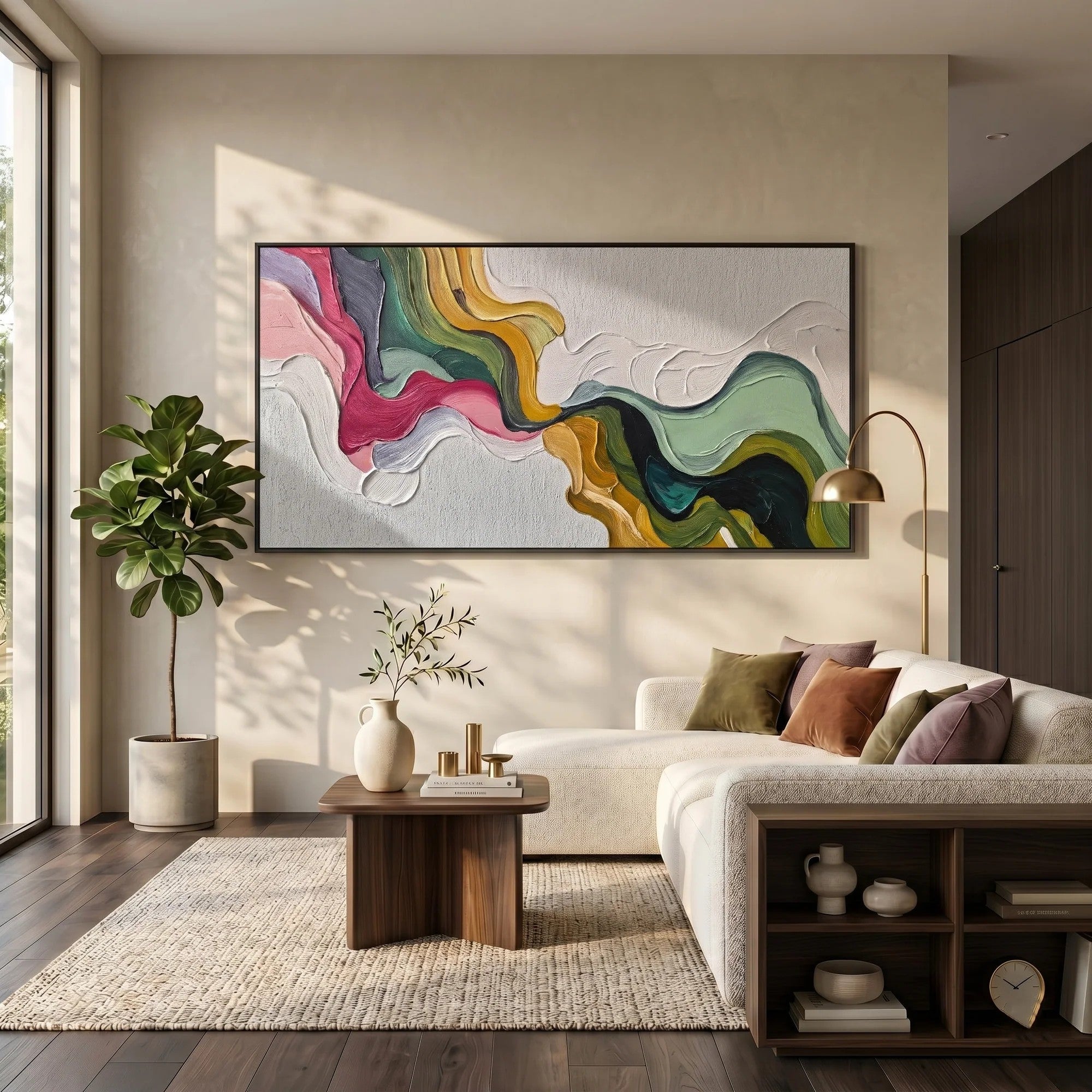 Sculptural Flowing Color River Wall Art