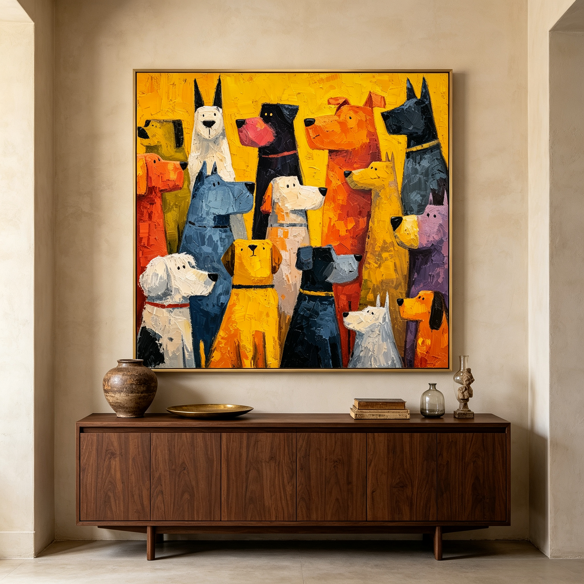 Contemporary Oil | Colorful Hound Gathering