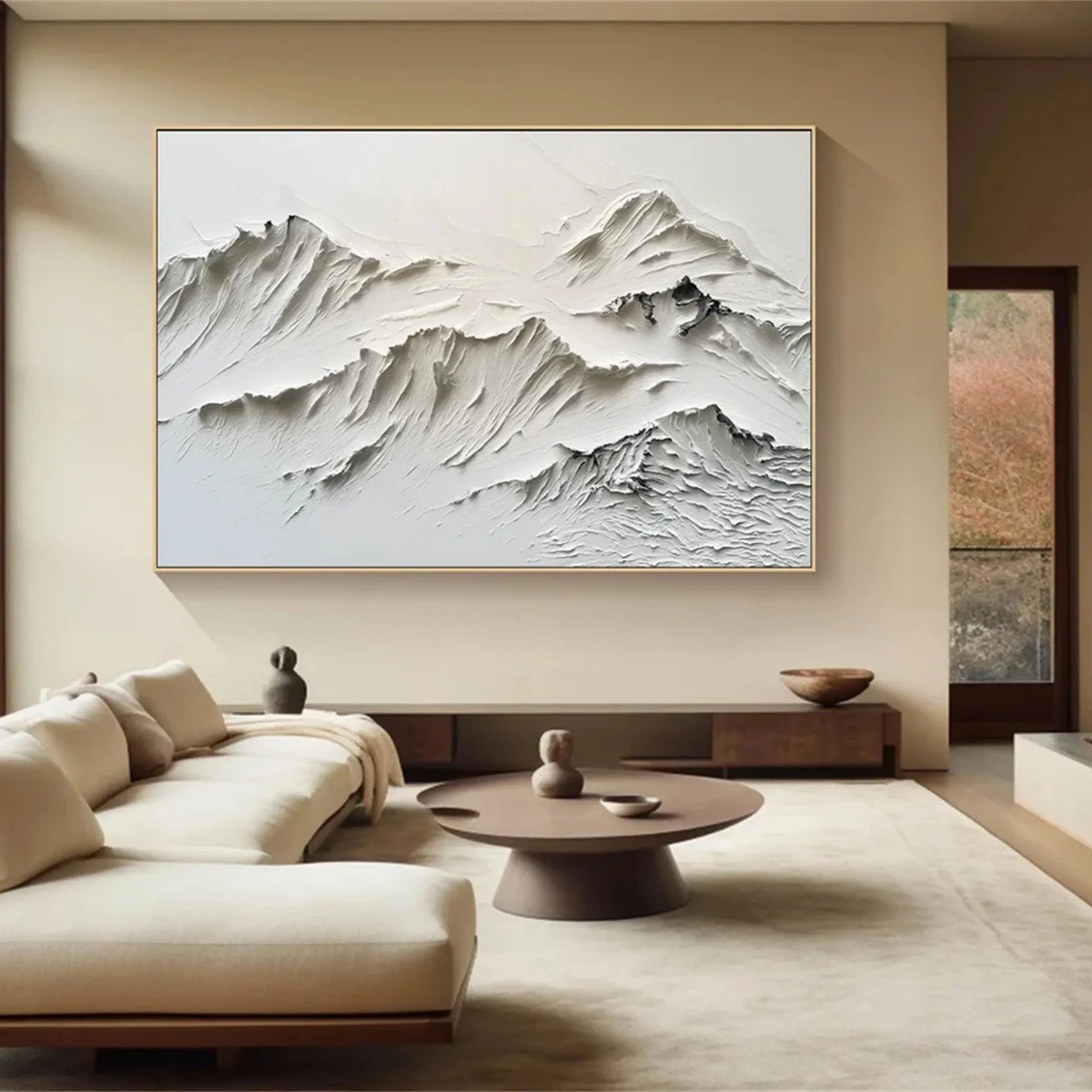 Textured White Peak Relief Art