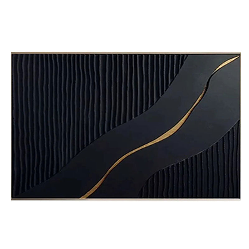 Ribbed Black Gold Line Wall Art
