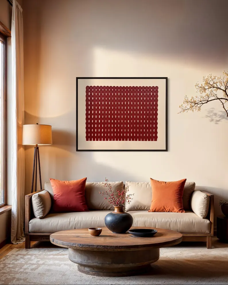 Minimalist Red Geometric Wall Art – Abstract Modern Canvas
