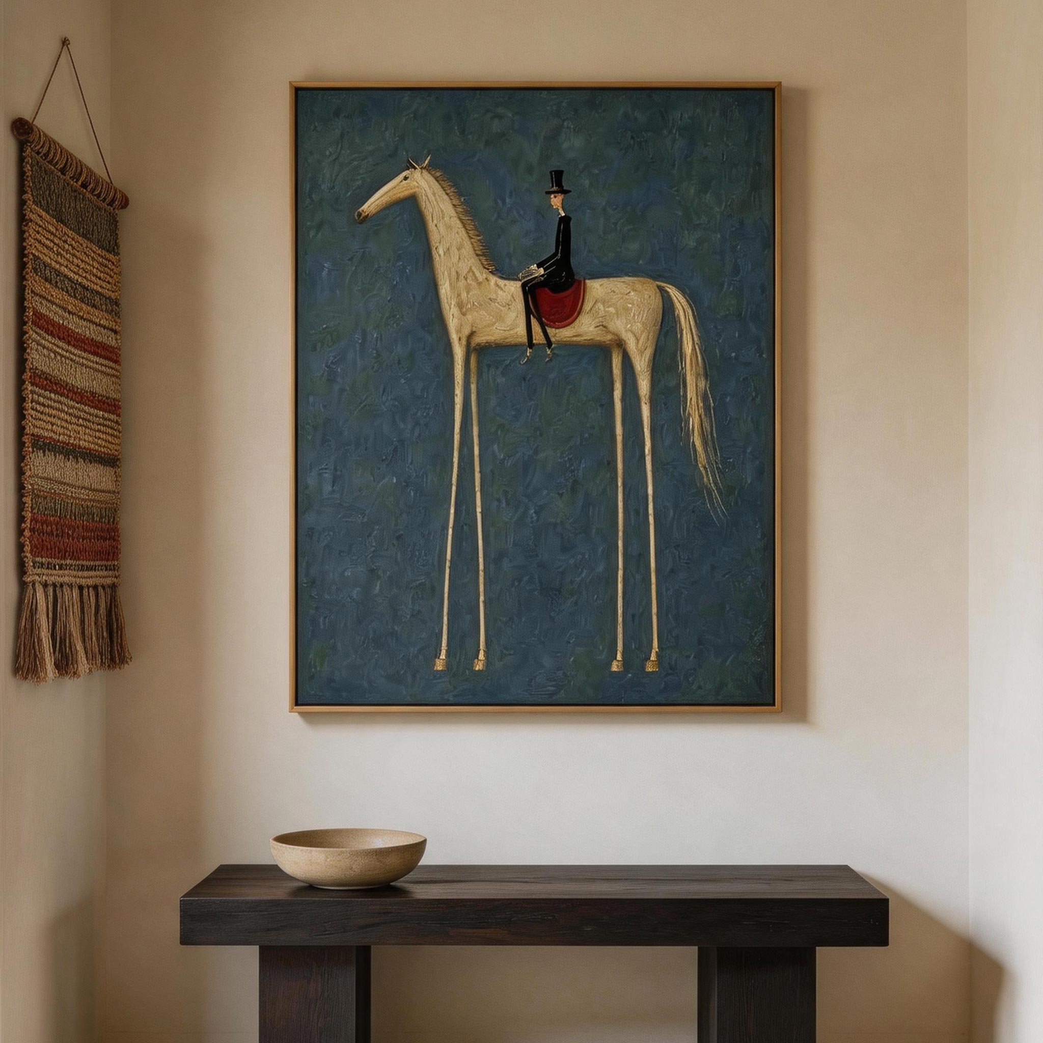The Gentleman Rider — Pale Horse & Top Hat Canvas Wall Art