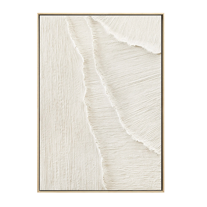 Sculptural Scratch Line White Wall Art