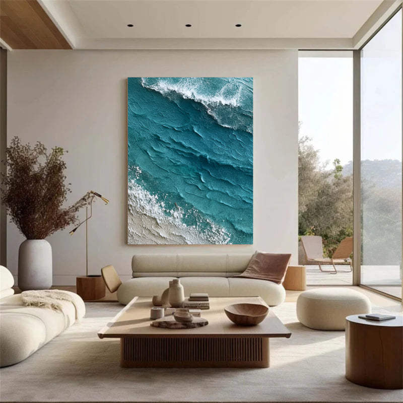Textured Turquoise Wave Wall Art