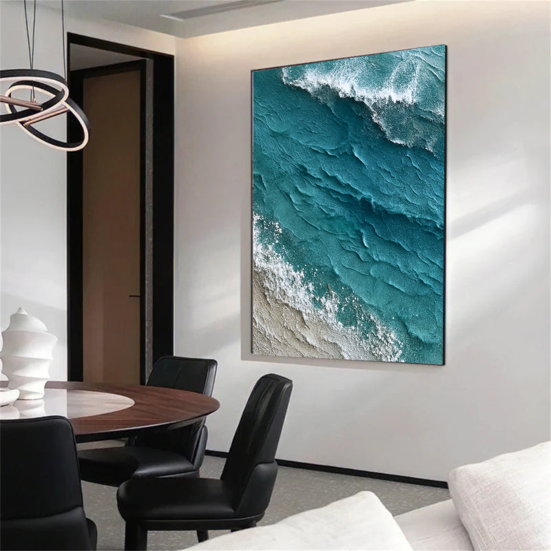 Textured Turquoise Wave Wall Art