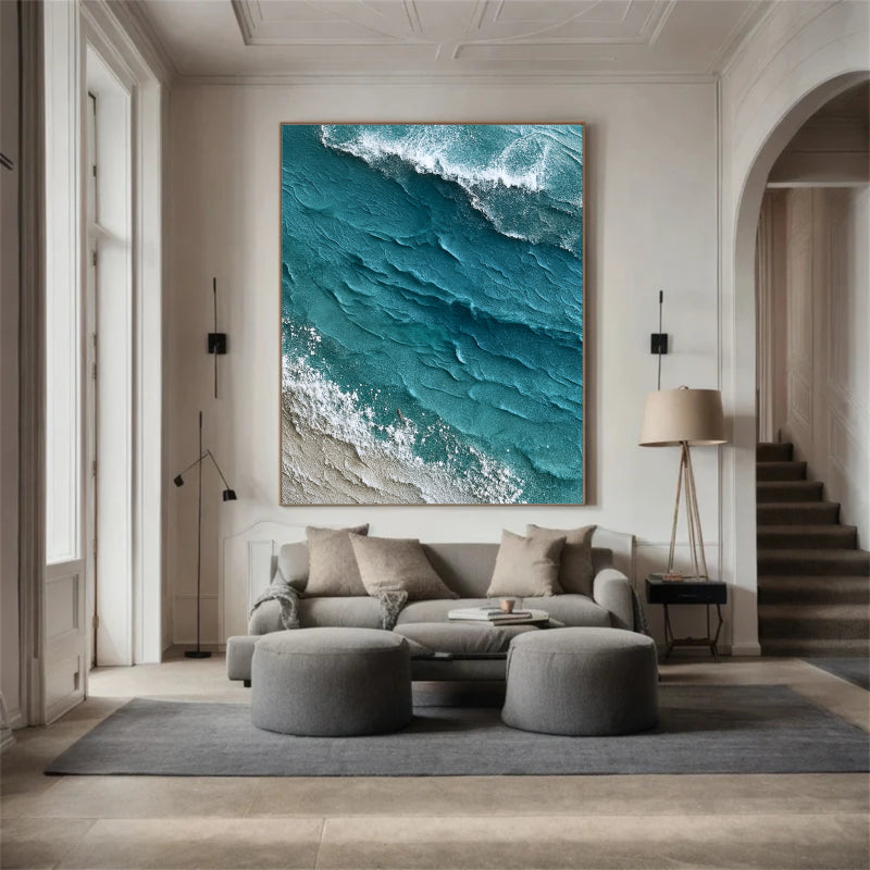 Textured Turquoise Wave Wall Art