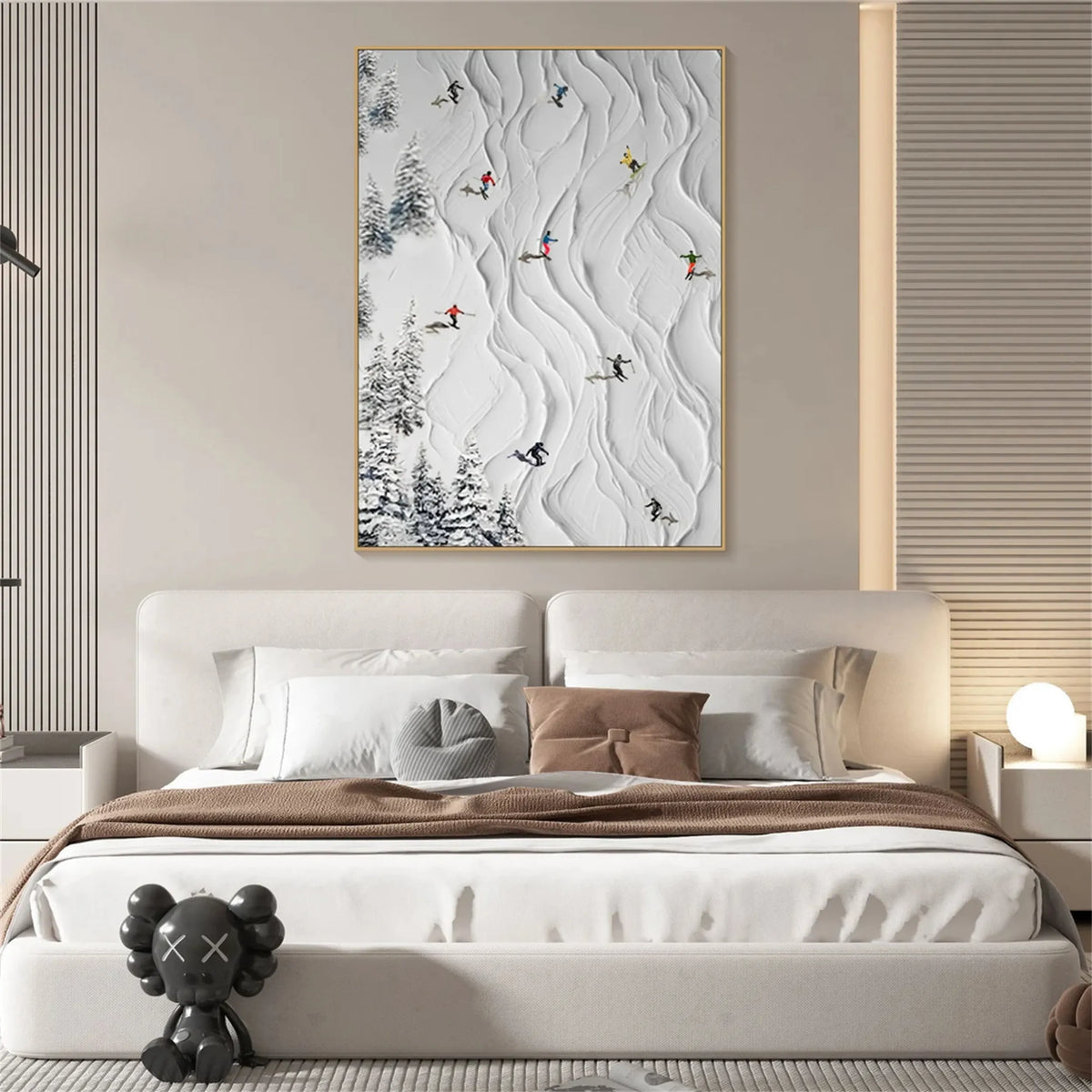 Skiing Sport Art Textured Painting Canvas