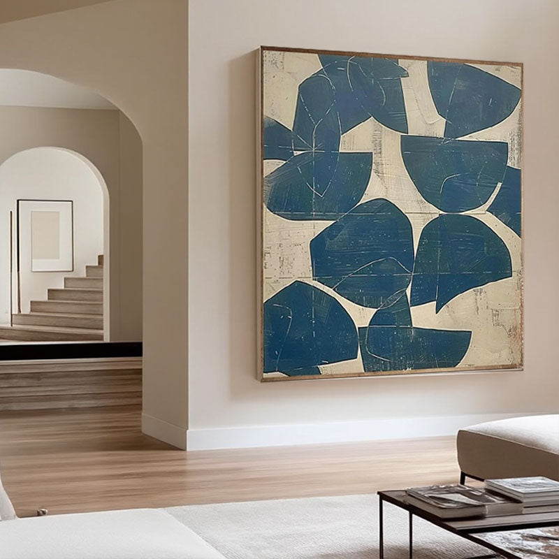 Sculptural Navy Leaf Panel Wall Art