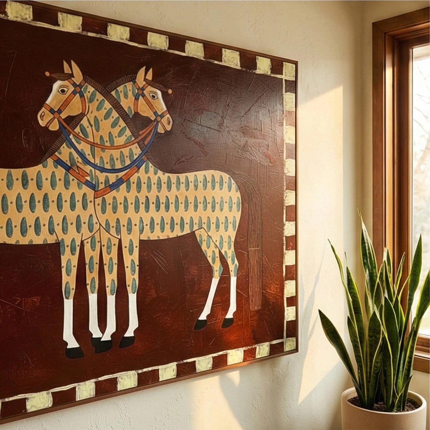 Folk Art Spotted Horses Wall Art