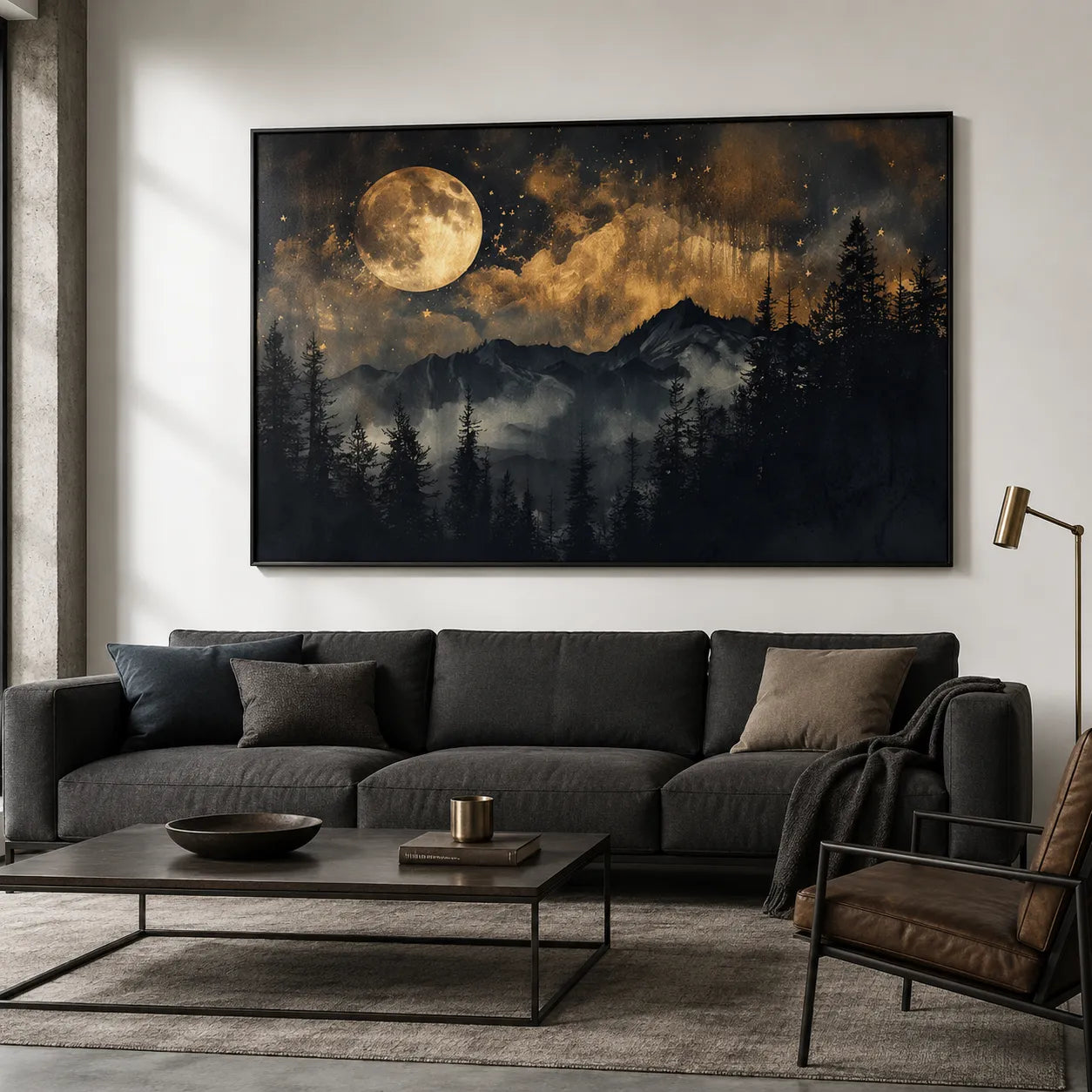 Textured Golden Moonlit Forest Wall Art