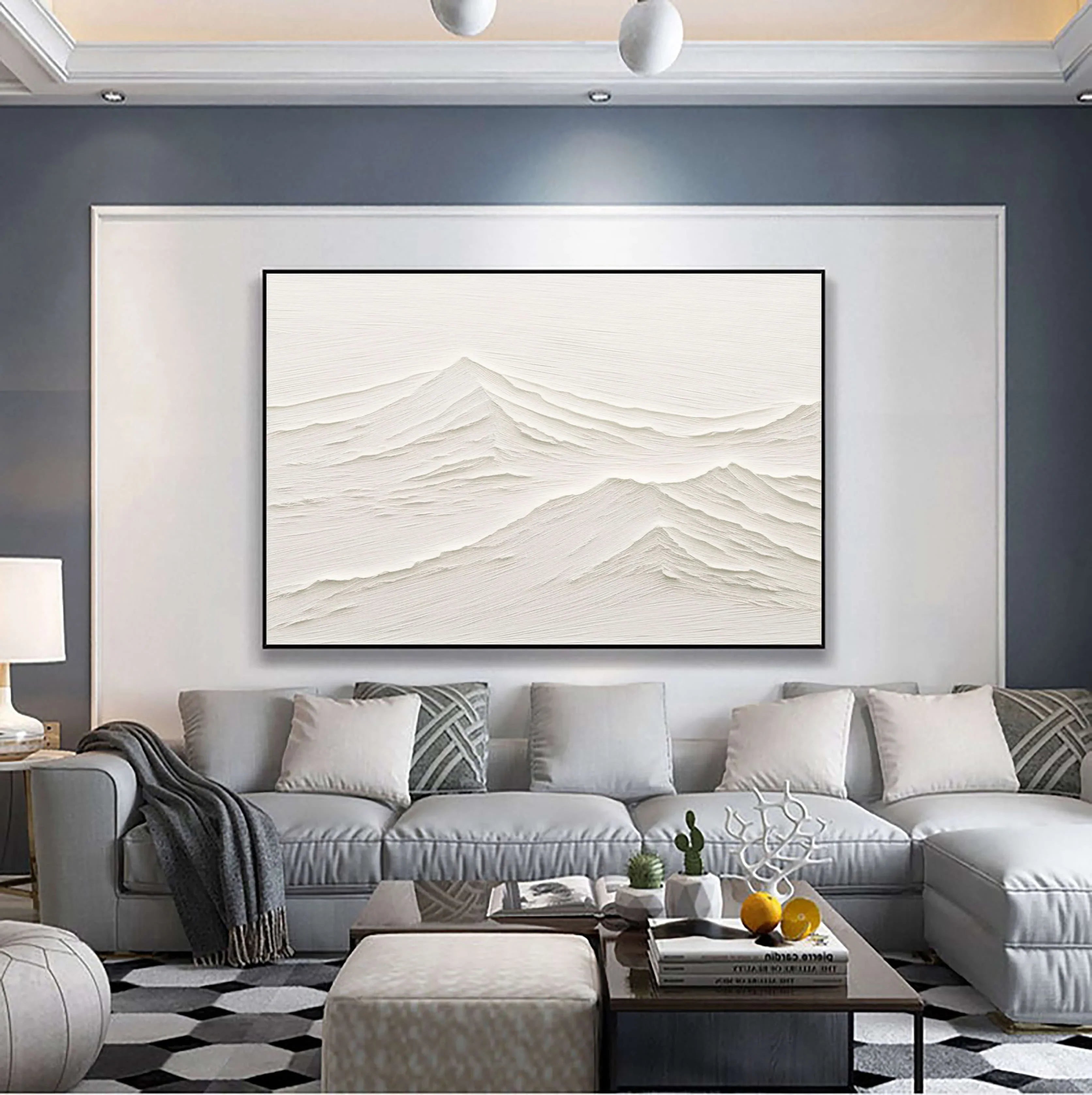 Textured White Dune Relief Art
