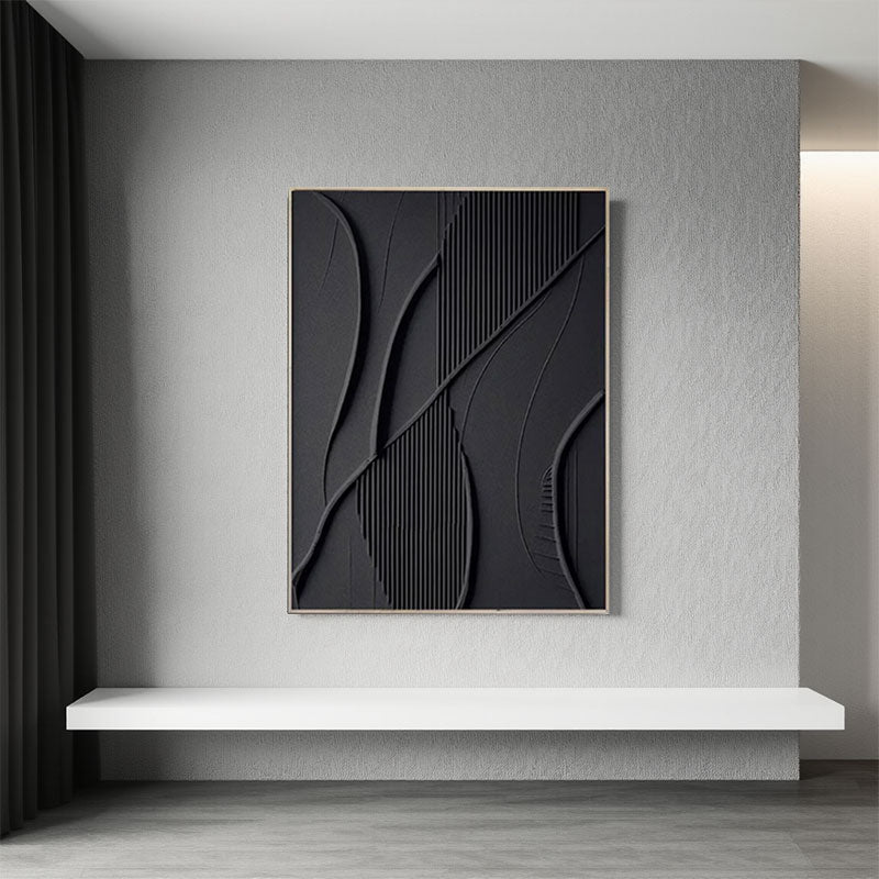 3D Textured Black Line Wall Art
