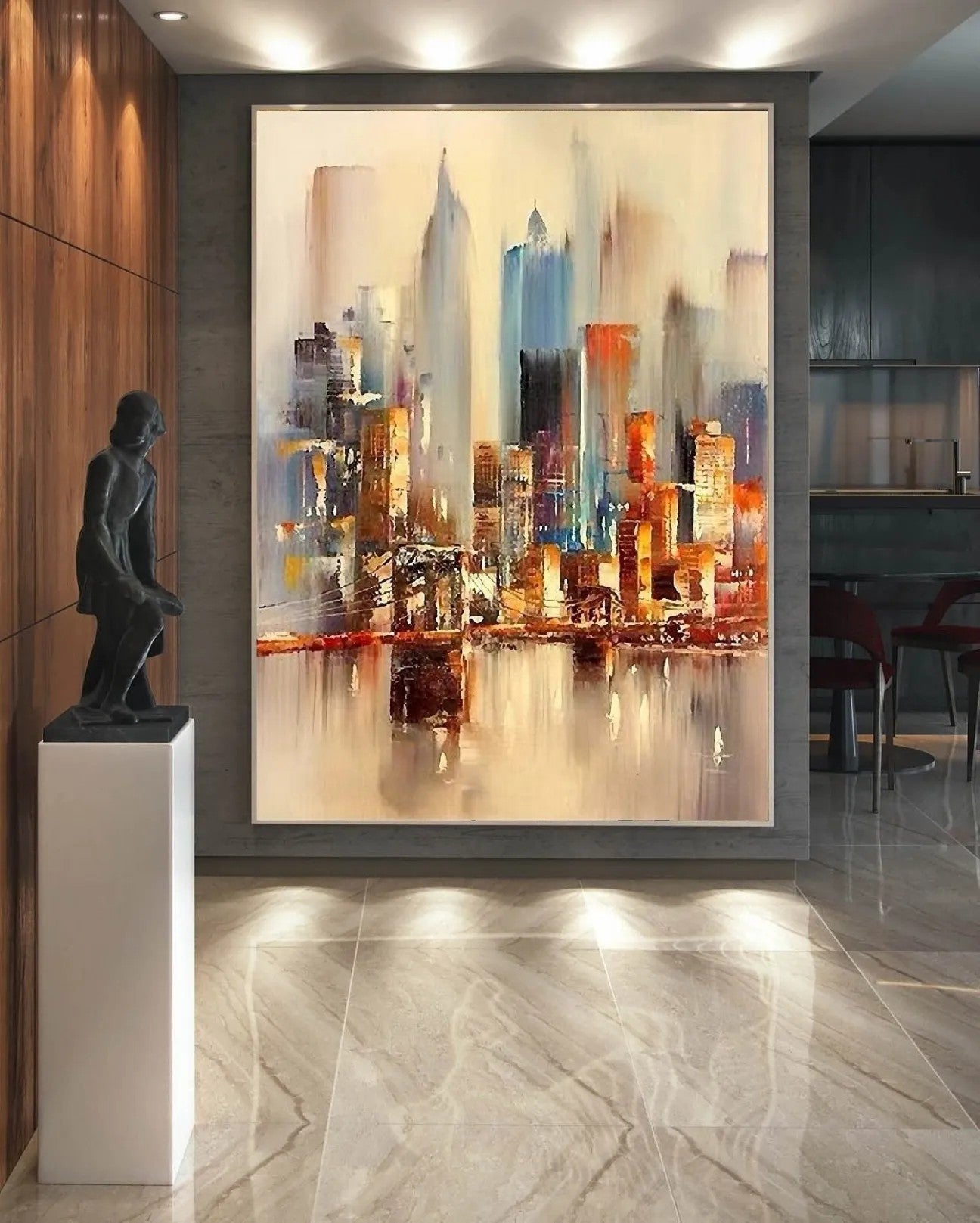 Impressionist Skyline Reflections Wall Art