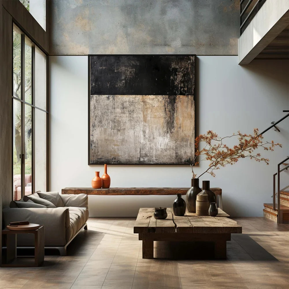 Plaster Textured Horizon Block Wall Art