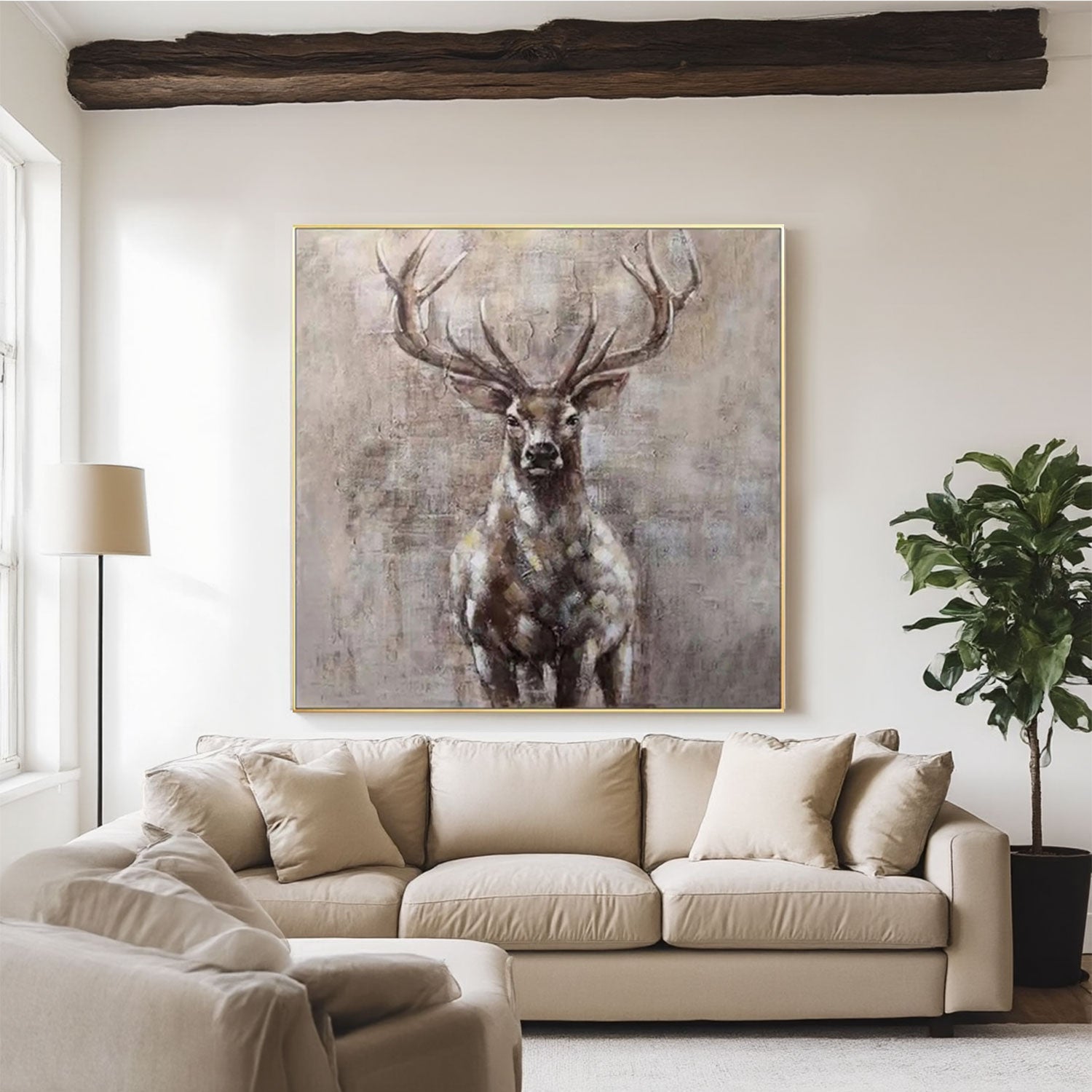 Textured Deer Portrait Wall Art