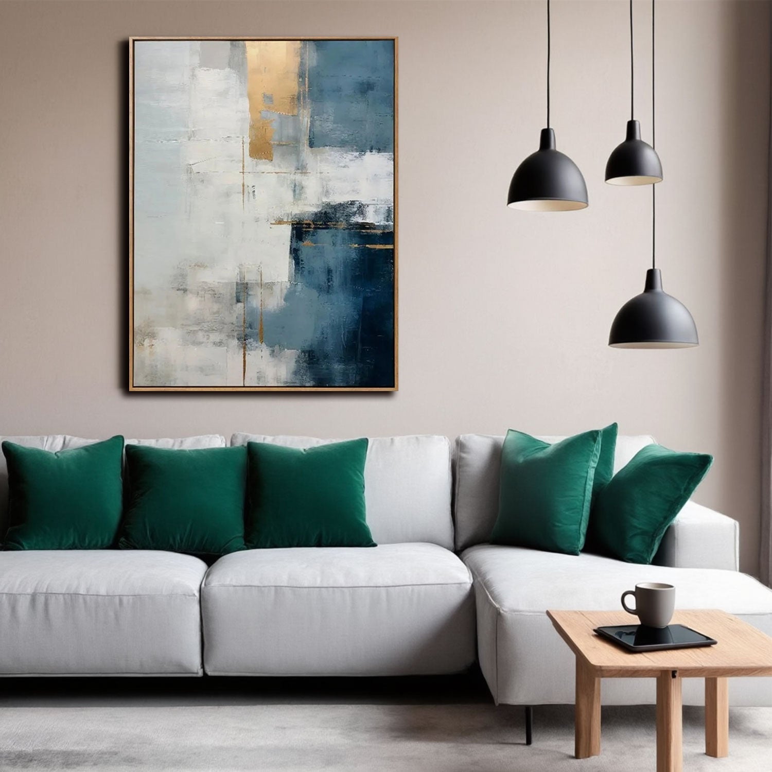 Textured Blue & Gold Block Wall Art