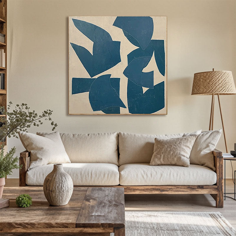 Hand-Painted Navy Bird Silhouette Wall Art