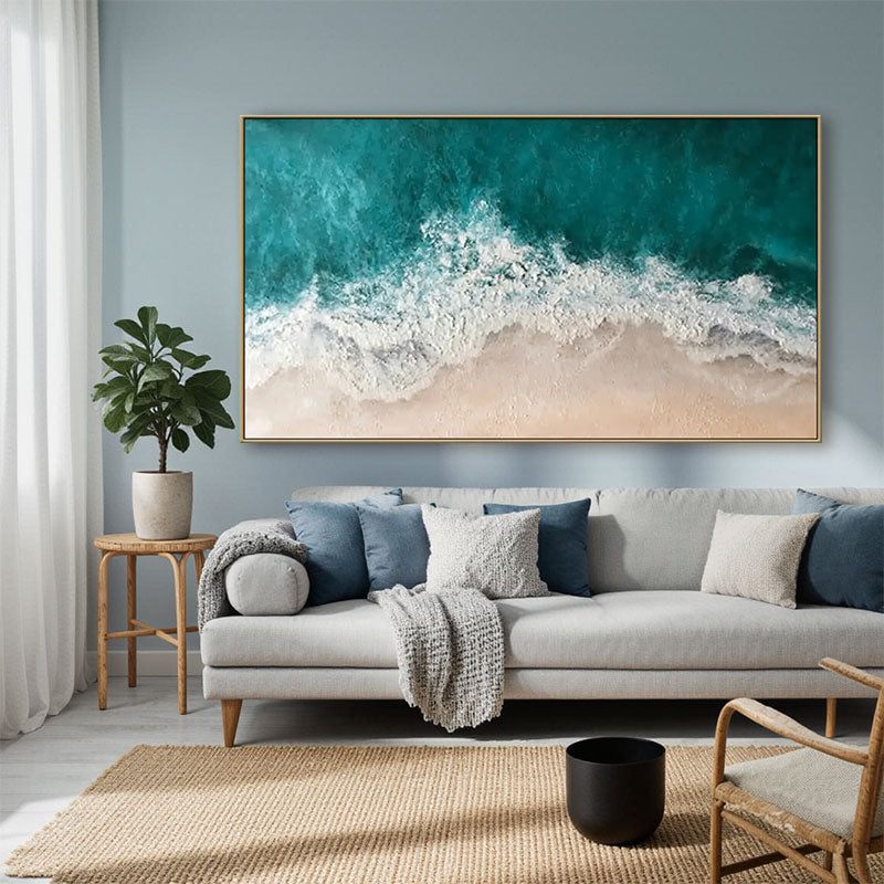 Textured Turquoise Wave Beach Wall Art